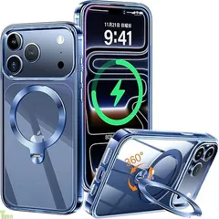 【唯一無二・360°回転CD スタンド】ZapNet iPhone 17 Pro 用 クリア ケース Magsafe 対応 [定点スタンド・超絶安定性][本体を再現・極透明]ストラップホール付き マグセーフ ワイヤレス充電対応 黄変防止 米軍MIL規