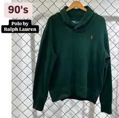 90s Polo by Ralph Lauren ショールカラースウェット　スウェット　ポロ ラルフローレン ショールカラー プルオーバースウェット ワンポイントロゴ グリーン 古着　90年代　ファッション　アメカジ　アメリカ　L