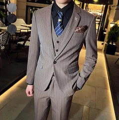 【送料無料】シングルスーツ 結婚式スーツ 披露宴 紳士服 メンズ ビジネススーツ ストライプ 3点セット ジジャケット パンツ ベスト スリーCYB11送料無料LMQ07特価アイテム
