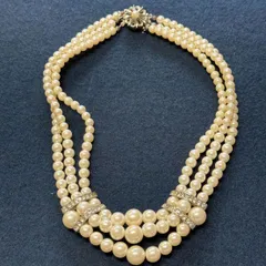 【アクセサリー】レイヤードネックレス　パールチョーカー　重ね付け風