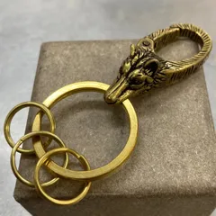 カラビナ ウルフキーフック 真鍮キーリング ヴィンテージ