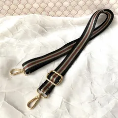 ショルダーストラップ 単品 細め ストライプ柄（ベージュ×緑×赤×黒地）付け替え　ライン柄　バッグ肩紐　2.5cm幅
