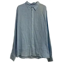 長袖 無地シャツ XL 程 ライトブルー ボタン ビッグサイズ シンプル カジュアルシャツ 古着卸 アメリカ仕入 a612-6017