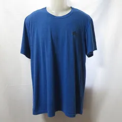 古着 メンズXL adidas/アディダス Tシャツ 半袖 ワンポイントロゴ スポーツMIX カジュアル トレーニング ブルー O21562