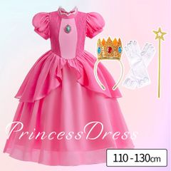 ピーチ コスプレ ピーチ姫 コスプレ ピーチ姫ドレス ピーチドレス ピーチ姫ワンピース ユニバ USJ ホラーナイト ディズニーランド ディズニーランドシー プリンセス 5点 セット マリオ マリオブラザーズ ハロウィン なりきり コスプレ