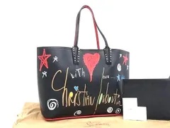 ■美品■ Christian Louboutin ルブタン ルビタグ カバタ スタッズ レザー トートバッグ ショルダー 肩掛けかばん ブラック系 DB2993のサムネイル