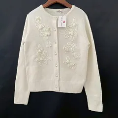 #wnc ギャラリービスコンティ GALLERY VISCONTI カーディガン 2 オフホワイト ニット 刺繍 花モチーフ パールボタン レディース [878054]