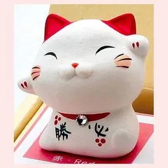 （６Ｐセット）風水招き猫　赤・必勝　K3265R　※陶器,まねき猫,開運招福,縁起物,和,民芸品,工芸品,日本,レトロモダン,かわいい,可愛い,キャット,ねこ,置物,ユニーク,ミニ,カラー