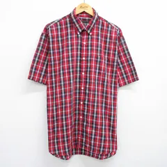 XL/古着 半袖 シャツ メンズ 大きいサイズ ボタンダウン 赤他 レッド チェック 25jun05 中古 トップス