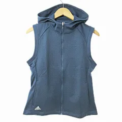 アディダス adidas タグ付き COLD. RDY 保温 フルジップフーディーベスト パーカー 裏起毛 L 紺 ネイビー 0901