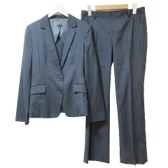 グリーンレーベルリラクシング ユナイテッドアローズ green label relaxing 美品 セットアップ ビジネススーツ ジャケット パンツ 背抜き ピンストライプ ダークネイビー 38 M相当 40 L相当 ■SM3 X