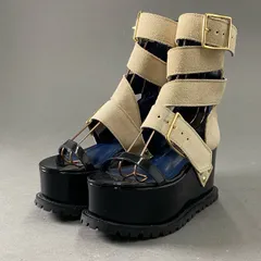 4f20 sacai サカイ ベルトブーツサンダル 35 ベージュ ブラック レザー 厚底 vibram 日本製 シューズのサムネイル