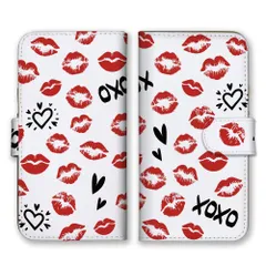 iPhone12 Pro Max ケース 手帳型 アイフォン12 プロマックス スマホケース 携帯ケース キスマーク キス クチビル リップ XOXO かわいい 可愛い セクシー KISS 唇 口紅 クール スマホカバー カラー01