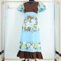 【フラダンス衣装】ブルー系 Ange ワンピース ドレス 水色 茶色 緑 白 花柄 爽やか フリル 軽い ブラウン グリーン ホワイト フラダンス 衣装 ドレス ワンピース 花柄 軽い サマー ドレス パーティー ルームウェア カジュアル おしゃれ お出かけ