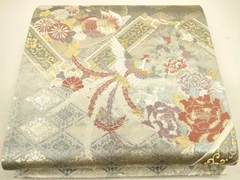 細密織 細緻織 華紋 袋帯 未仕立て品 鳥 宝飾華文図 銀糸 正絹 六通 細密織 細緻織 華紋 袋帯 未仕立て品 鳥 宝飾華文図 銀糸 正絹