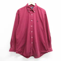 XL/古着 ラルフローレン 長袖 ブランド シャツ メンズ 90s ワンポイントロゴ BLAIRE 大きいサイズ コットン ボタンダウン エンジ 24sep13 