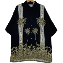 アロハシャツ 総柄 US古着 ボタンダウン オープンカラー 開襟シャツ レーヨンシャツ 半袖 シャツ オーバーサイズ ビッグシルエット インドネシア製 メンズ XL ブラック/その他