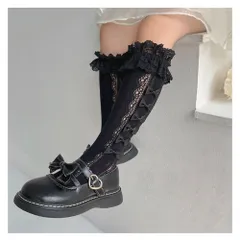 ☆ ブラック ☆ 女の子 フォーマル ハイソックス レース yssocks5532 ハイソックス 女の子 靴下 くつ下 レースハイソックス ロング ソックス レース リボン フォーマル セレモニー キッズ フリル かわいい 可愛い おしゃれ 女児 ガールズ
