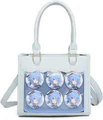 HARGIO(ハルジオ) 痛バッグ 小さめ ミニ ハンドバッグ ショルダーバッグ トートバッグ 2WAY 痛バック 推し活バッグ レザー調 かわいい おしゃれ(水色,  Free Size)