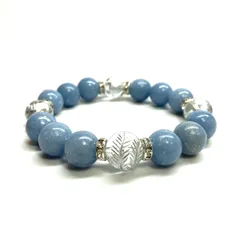 12mm 四神獣銀彫水晶×エンジェライト パワーストーン ブレスレット天然石 運気上昇 健康運 厄払い お守り 青龍 白虎 玄武 朱雀 （シルバー）メンズ・レディース 男性・女性 数珠ブレス 開運  ■