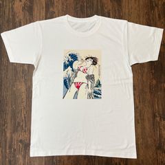 富士山芸者・日章日の丸・ビキニガール・Tシャツ・白
