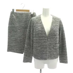 シップス SHIPS スーツ セットアップ 上下 ノーカラージャケット タイトスカート ひざ丈 36 白 黒 ホワイト ブラック /DF ■OSのサムネイル