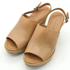 ファビオルスコーニ ウェッジソールサンダル レザー ハイヒール シューズ 厚底 靴 レディース 35サイズ ブラウン FABIO RUSCONI 【中古】