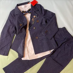 フォーマル スーツ 5点セット ネイビー ストライプ 入学式 卒園