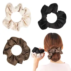 新品 シュシュ ヘアゴム 大きめ 髪ゴム ボリューム サテン ヘアアクセサリー おしゃれ 大人 髪留め レディース 髪飾り 髪に優しい (3個セット)
