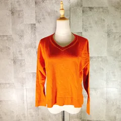 美品<!-利用不可文字-!> ローリーズファーム LOWRYSFARM ニット セーター 【M】 オレンジ 長袖 Vネック カジュアル シンプル 春 秋