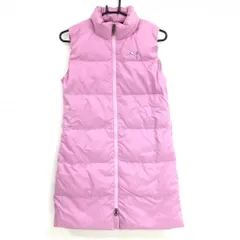 ★値下げ★【超美品】プーマ ノースリーブダウンワンピース ピンク 軽量 ロングベスト レディース L ゴルフウェア PUMA