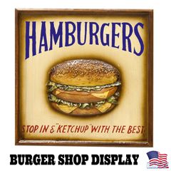 ビンテージ木製看板HAMBURGER検）シャビーアンティークハンバーガーUSA アメリカン レトロ 木製看板 HAMBURGER ハンバーガー ウッド