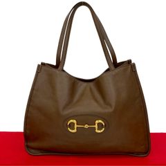 極 美品 GUCCI グッチ ホースビット 1955 金具 レザー 本革 トートバッグ セミ ショルダーバッグ ハンドバッグ ブラウン 茶 120-8