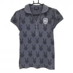 ★特価★パーリーゲイツ 半袖スキッパーシャツ グレー×黒 ラビット柄 スナップボタン  レディース 1(M) ゴルフウェア PEARLY GATES