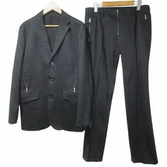 コムサデモードメン COMME CA DU MODE MEN セットアップ スーツ シングル ジャケット パンツ クリースステッチ ストレッチ L 黒 ブラック IBO71 X