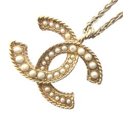 シャネル ネックレス レディース ココマーク ペンダント ロングネックレス アクセサリー アジャスター付き ココ CHANEL GP  フェイクパール   A19C ゴールド 約13.1g 2019年【中古品】