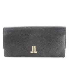 ランバン LANVIN 長財布 ロングウォレット 小銭入れあり レザー 革 シボ革 ゴールド金具 ラインストーン ロゴ 黒 ブラック /CK28 ■GY18のサムネイル