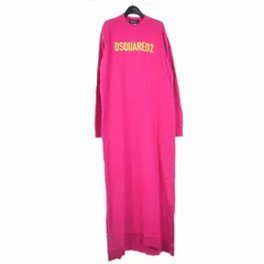 ディースクエアード DSQUARED2 Dress with logo ドレス ワンピース ロング フロント ロゴ プリント クルーネック 長袖 XS ピンク S75CV0559 国内正規のサムネイル
