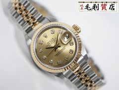 ロレックス ROLEX デイトジャスト 79173G シャンパン文字盤 K番 ダイヤモンド コンビ 自動巻き レディース【中古】時計