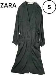 中古【ZARA】ザラ 刺繍ロングシャツワンピース ブラック