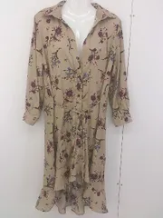 ◇ ◎ fifth フィフス 花柄 フラワー 長袖 ロング ワンピース サイズM ベージュ マルチ レディース  【1206220007358】