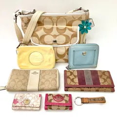 【COACHまとめ売り】コーチ まとめ売り ショルダーバッグ キーケース キーホルダー 長財布 二つ折り財布 ポーチ シグネチャー柄 レザー 訳アリ ★