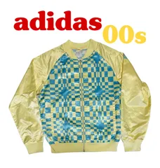 adidas チェッカーフラッグ　オプティカルアート　サイケ調　ブルゾン　PVC ナイロン