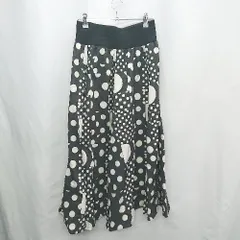 ◇ Θ SWEETMIND ドット柄 ハイウエスト ロング丈 フレア スカート サイズL ブラック ホワイト レディース E  【1502200005612】