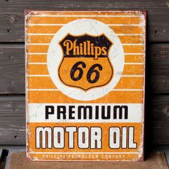 メタルサイン 「Phillips 66 Premium Oil」 #1996 フィリップス66 ガレージ 看板 アメリカ雑貨 アメリカン雑貨