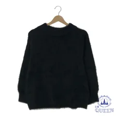 ☆美品☆ earth music&ecology アースミュージックアンドエコロジー トップス ニット セーター ボア Uネック シンプル おしゃれ 綺麗め 長袖 レディース ブラック F 901-14019 送料無料 古着