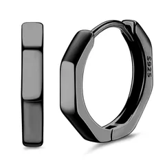 【在庫セール】ジルコン ピアス リング レディース ピアス 人気 シルバー925 両耳用 金属アレルギー対応 男女兼用 フープピアス シンプル フープピアス つけっぱなし メンズ シルバー 黒 JeryWe 13mm プレゼント