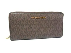 ■美品■ MICHAEL KORS マイケルコース レザー MK柄 ラウンドファスナー 長財布 ウォレット 札入れ 小銭入れ ブラウン系 DJ6633