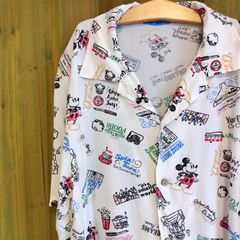 ◎ハワイアンシャツ アロハシャツ シルク レーヨン ミッキー ハイビスカス 他 (2XL) 5枚セット まとめ売り 最落なし 1円スタート HF2240 パイカジ アロハシャツ 「パイナップル ミッキー＆ミニー」 ブルー