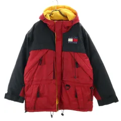 トミーヒルフィガー 90s オールド フラッグタグ ダウンジャケット M レッド 他 TOMMY HILFIGER フーディー アウトドア メンズ